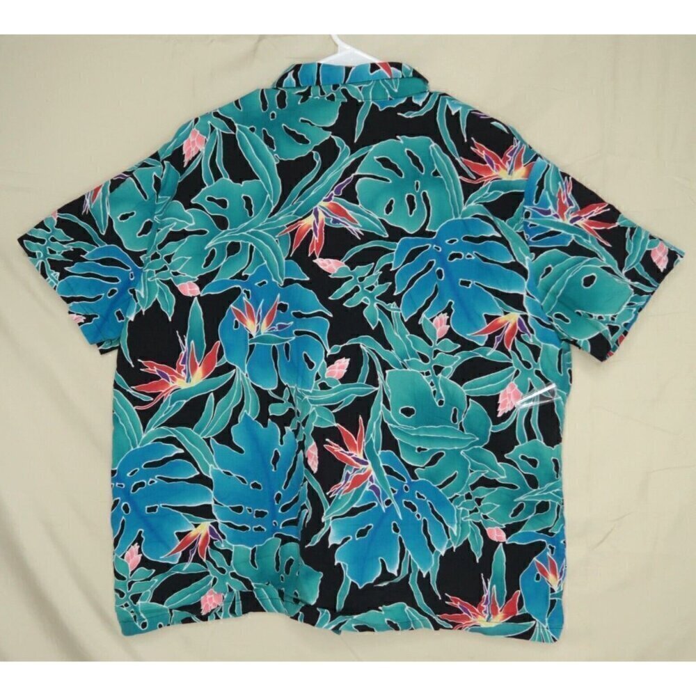 VTG Hilo Hattie The Hawaiian Original Shirt Blue Floral Cotton Retro Men's Large - Picture 7 of 13